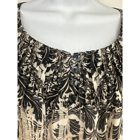 Chico's 3/4 Sleeve Round Neck with Pintuck Button Detail Semi Sheer Blouse Sz M - Picture 4 of 8